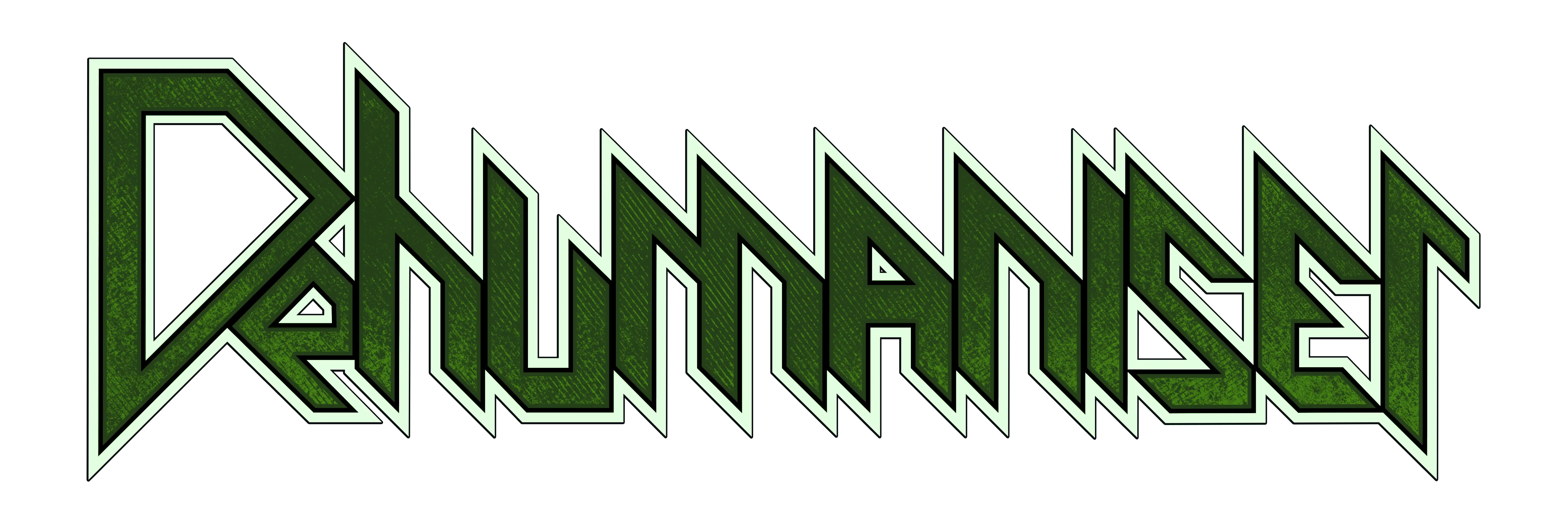Dehumaniser Logo
Schriftzug in grün mit spitzen Buchstaben.